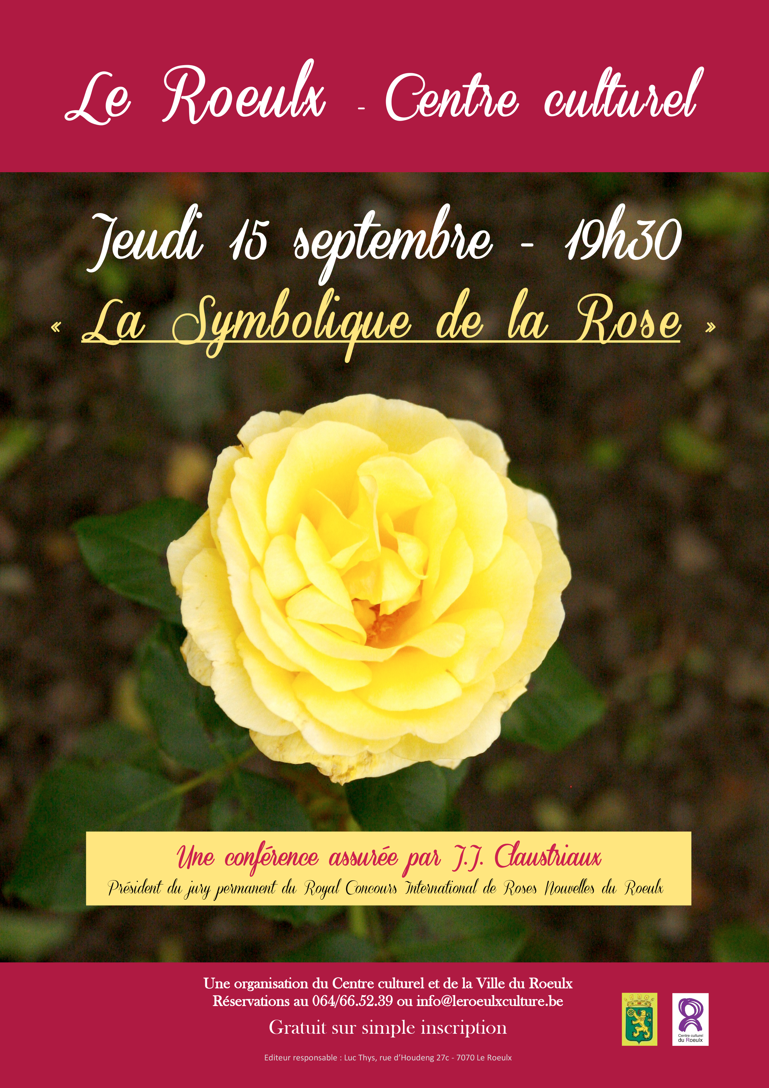 Conférence "La symbolique de la rose" Roses Nouvelles du Roeulx
