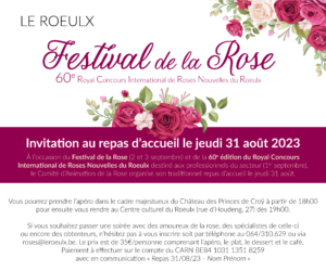 Invitation au repas d’accueil le jeudi 31 août 2023